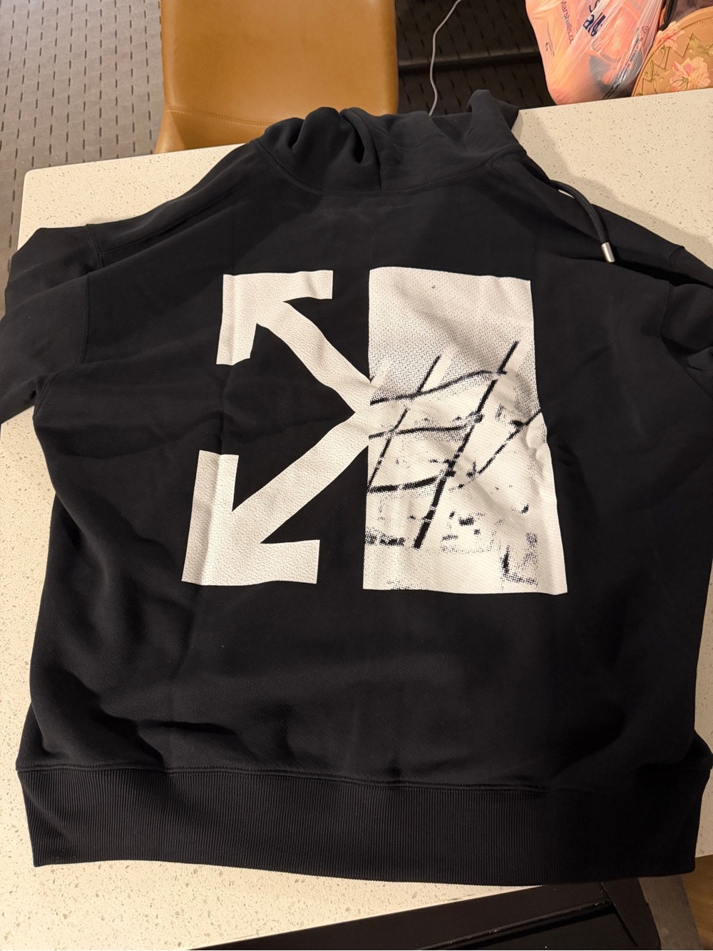 Off-White Black Crewneck Sweatshirt with White Arrow Graphic